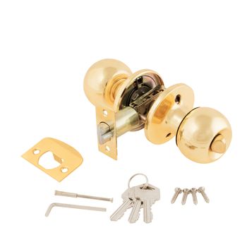 Door Knob assembly with bolts and keys on White Background