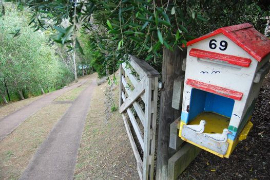 Old mail box at rural area, Waiheke Island, New Zealand