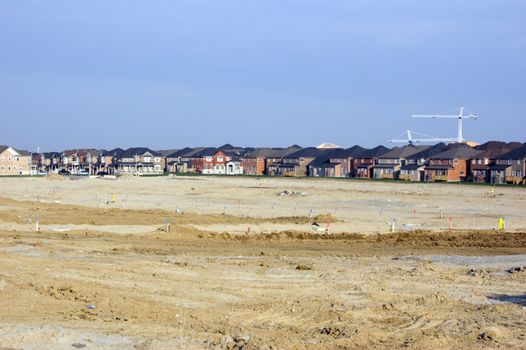 New houses and house's construction sites
