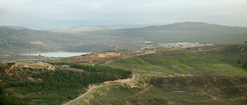 Mount Hermon panorama - northern Israel . Spring .