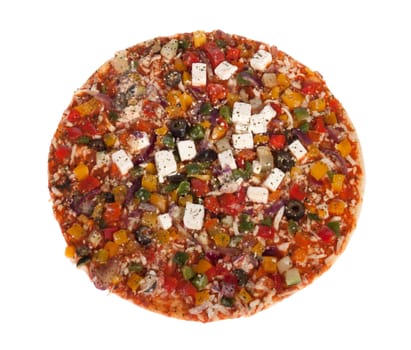 vegetarian pizza, photo on the white background 