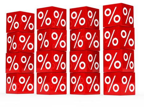 many red sale percent cubes high tower