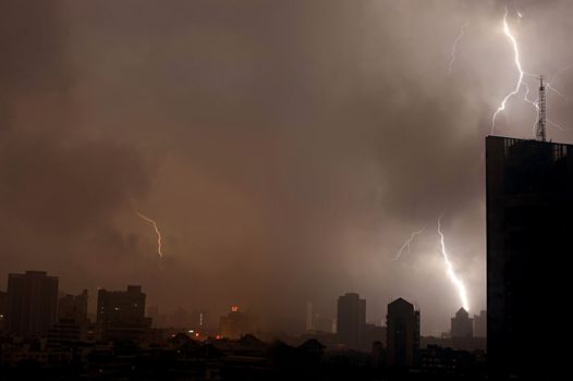 Lightning over the city