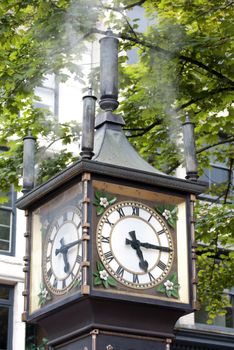 Historic clock blows steam.