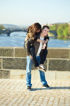 Young couple on the Charles Bridge