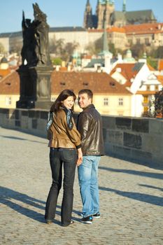 Young couple on the Charles Bridge