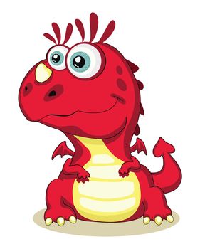 Red cartoon dragon isolated. Vector EPS 8. 5000x6215
