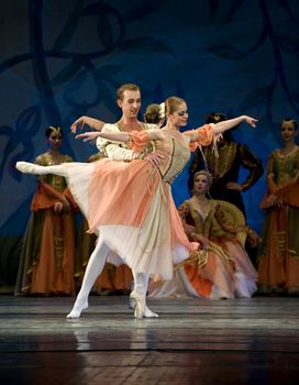 CHENGDU - DEC 24: Swan Lake ballet performed by Russian royal ballet at Jinsha theater December 24, 2008 in Chengdu, China.