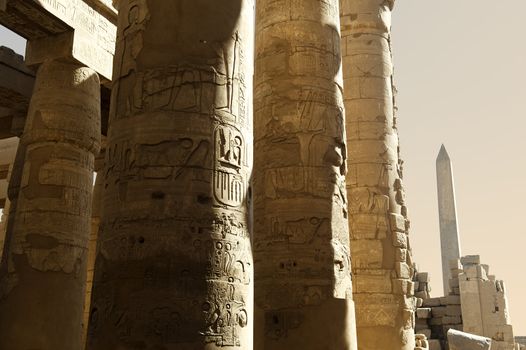 grand columns in Karnak temple in Luxor,Egypt