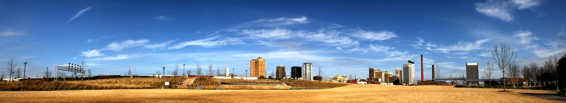 Birmingham Alabama panorama. Skyline as seen from Railroad Park