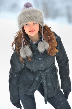 Young Beautiful Woman in winter time