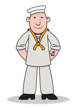 Illustration of an isolated cartoon sailor