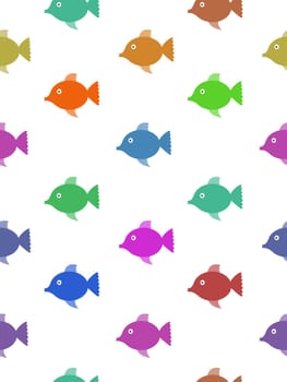 Illustration of many colourful fish creating a seamless background