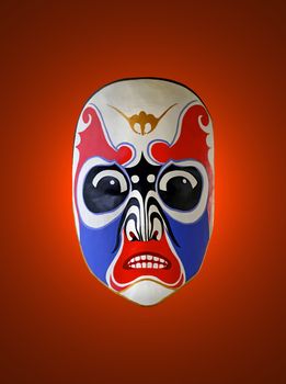chinese traditional opera facial painting with red isolated background