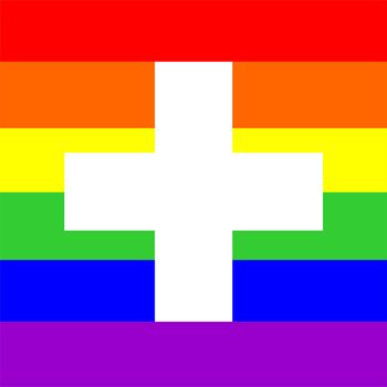 very big size gay proud flag illustration switzerland