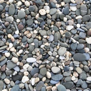 Grey pebbles on the beach can use as background 