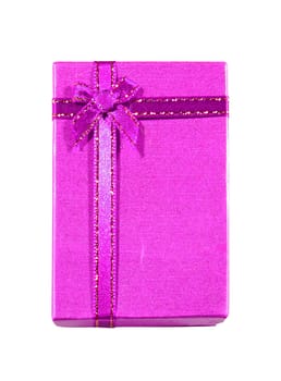Pink gift box isolated on white background
