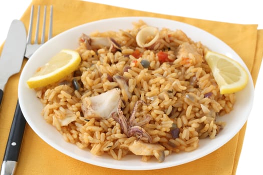 boiled rice with seafood
