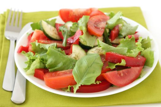 vegetable salad on the white plate