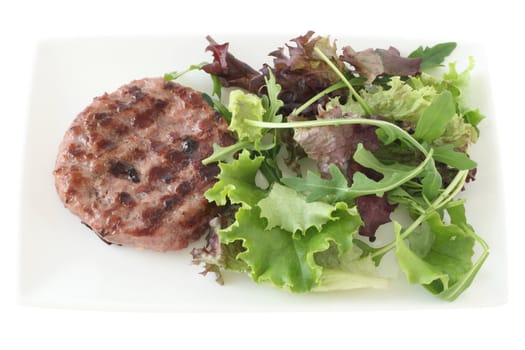 grilled hamburger with salad