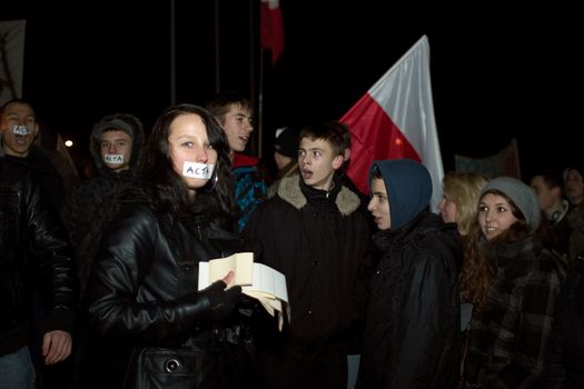 2012.01.25 Gorzow Wielkopolski. Anti ACTA ( Anti-Counterfeiting Trade Agreement ) manifestation.