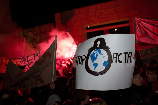 2012.01.25 Gorzow Wielkopolski. Anti ACTA ( Anti-Counterfeiting Trade Agreement ) manifestation.