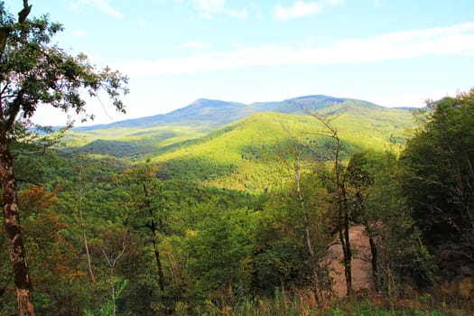 Summer beautiful landscape with Caucasus green mountains