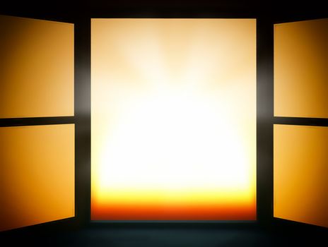 Window of opportunity overlooking susnet sun