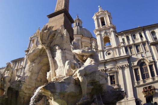 Rome, fountain of four rivers, Architecture, Art, Attraction, Capital, City, Culture, Europe, Famous, Fountain, Historic, History, Italian, Italy, Landmark, Marble, Monument, Obelisk, Sculpture, Square, Statue, Street, Tourism, Tourist, Travel,