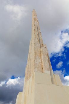 Detail of the obelisk standing 44 meters tall, celebrating the victorious battle of Ayacucho of 1824, where Peru gained its independence from Spain

