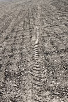 Tread pattern of a truck tire on the soil