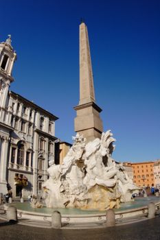 Rome, fountain of four rivers, Architecture, Art, Attraction, Capital, City, Culture, Europe, Famous, Fountain, Historic, History, Italian, Italy, Landmark, Marble, Monument, Obelisk, Sculpture, Square, Statue, Street, Tourism, Tourist, Travel,