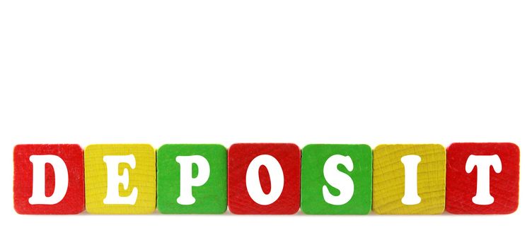 deposit - isolated text in wooden building blocks
