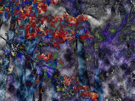 Stylized color fantastic garden as background.                      