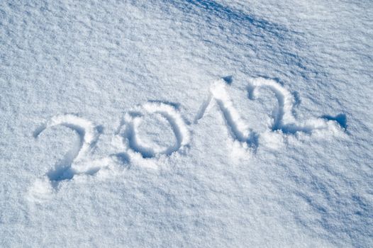 Year 2012 written in the fresh snow