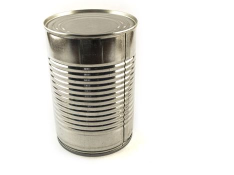 One Shiny Food Tin Can on White Background