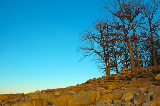 Rocky shoreline in the Winter.