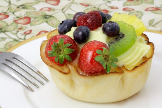 Fruit and custard cake