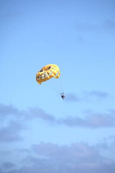 Couple parasailing in Mexico.