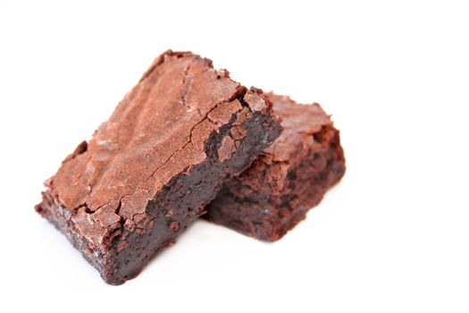 Fresh baked brownies with a selective focus and shallow depth of field. Copy space is available.