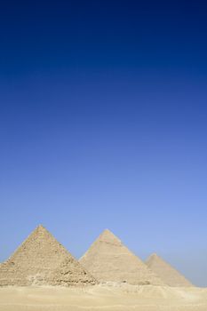 International landmarks at the Giza plateau outside Cairo