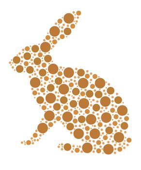 Rabbit Illustration designed out of brown dots on white background. 
