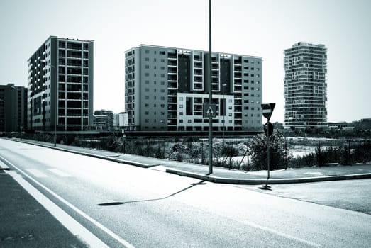 new buildings in a residential area