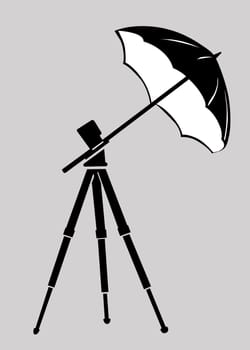 tripod silhouette on gray background, vector illustration