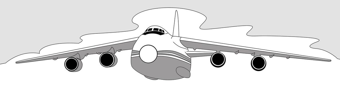 plane silhouette on white background, vector illustration