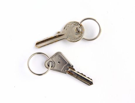 two keys on white background