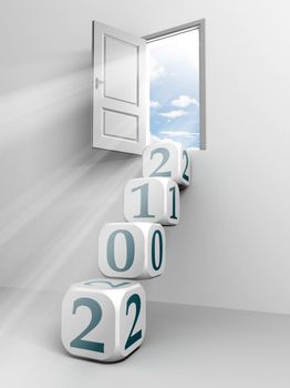 2012 cube ladder and door conceptual image for the new year