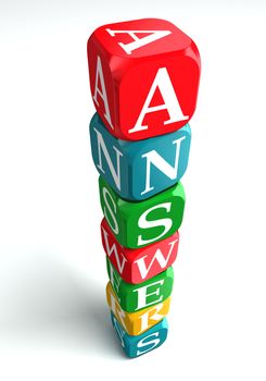 answers 3d colorful buzzword on white background