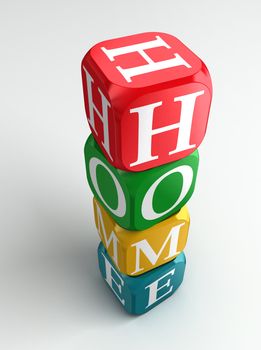 home 3d colorful buzzword on white background