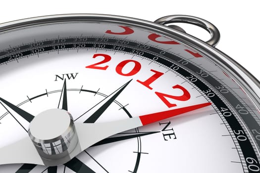 new year 2012 indicated by conceptual compass on white background